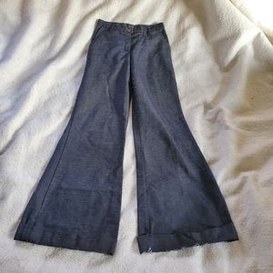 Vintage 1970's Distressed Cuffed Bell Bottoms, 26" Waist